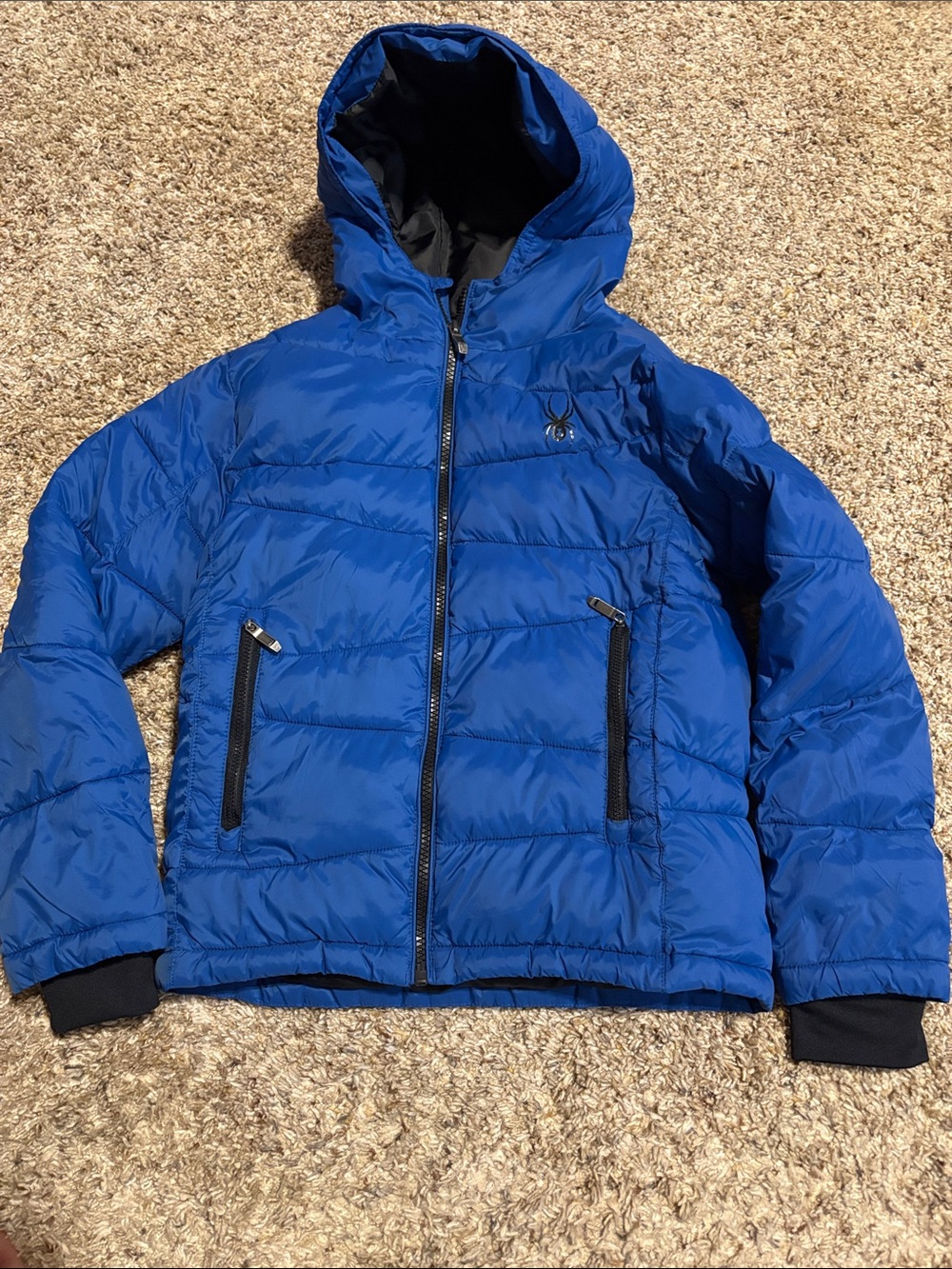 Spyder Youth Royal Blue Hooded Puffer Jacket